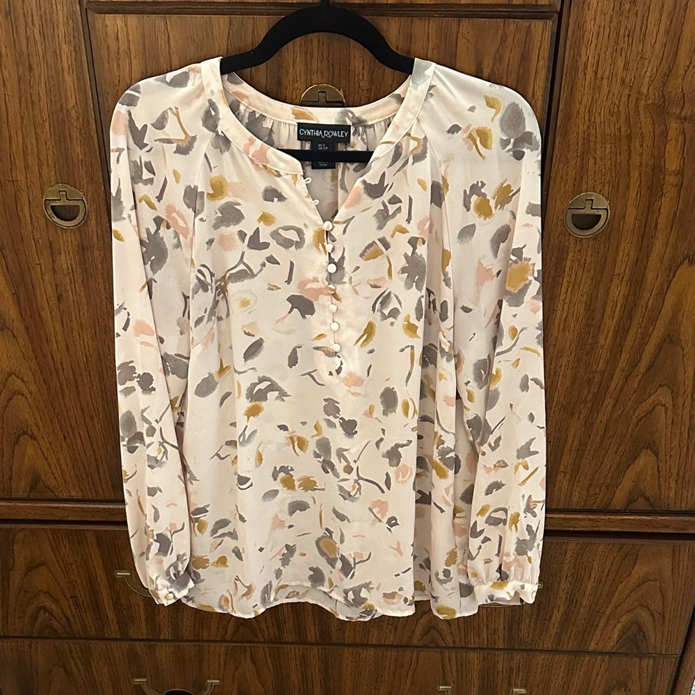 Cynthia Rowley Blush Abstract Blouse